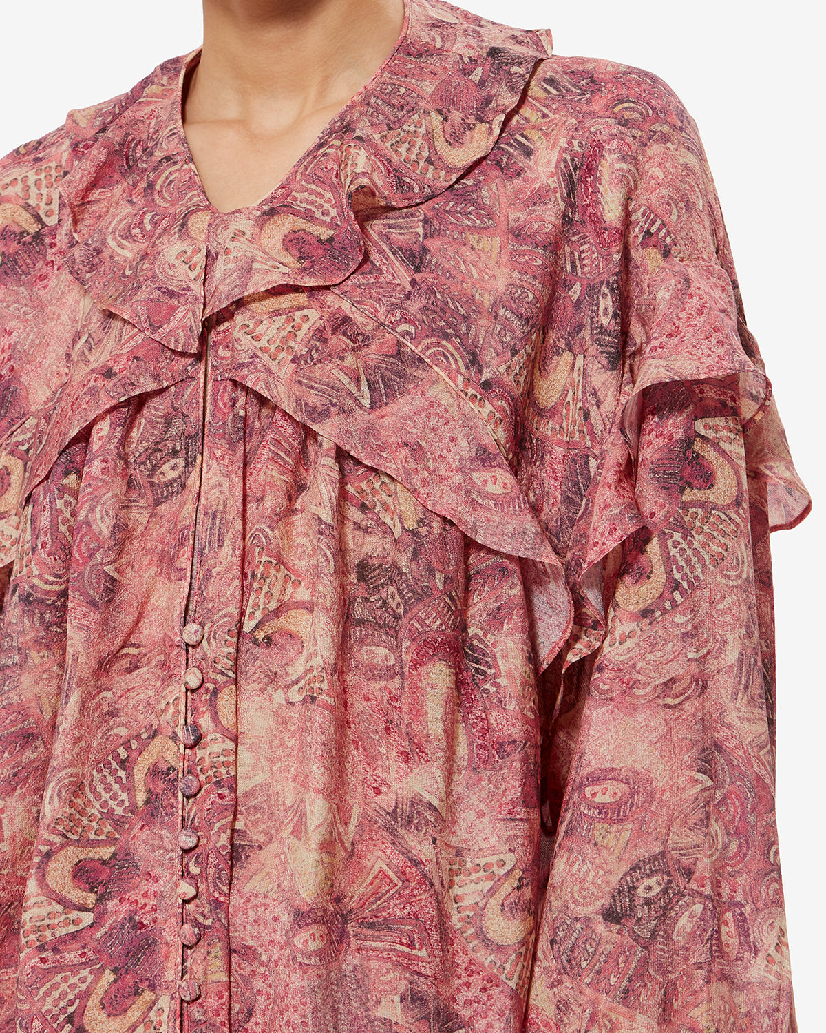Isabel Marant Charis HT0908FA blouse soie rose imprimé
