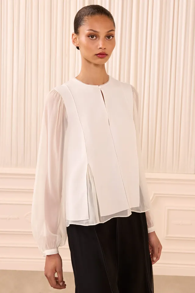 Ulla Johnson Lucette Blouse haut ivoire viscose manches