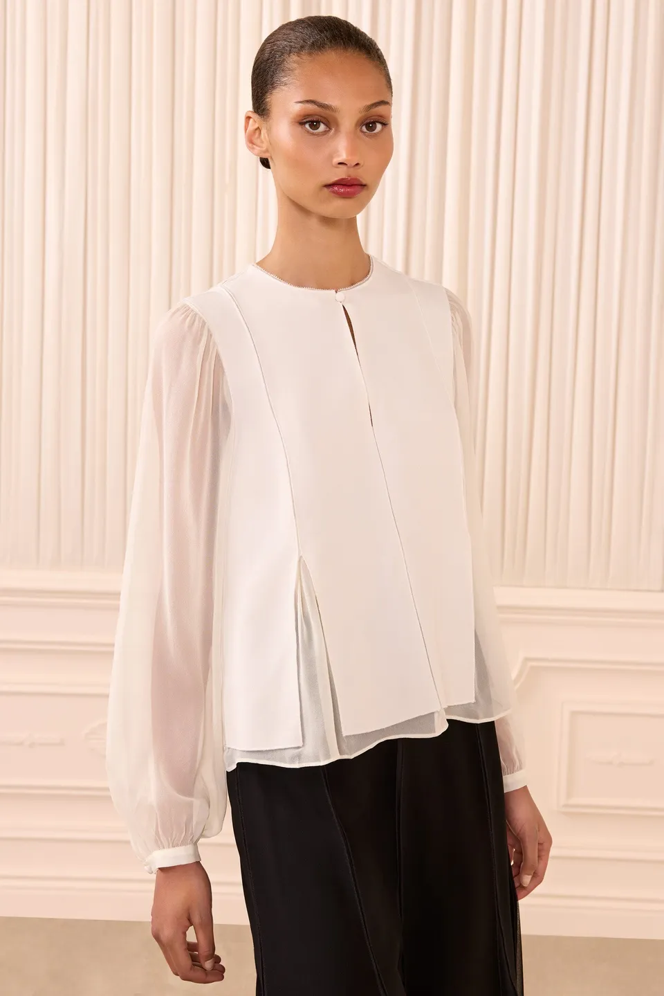 Ulla Johnson Lucette Blouse haut ivoire viscose manches