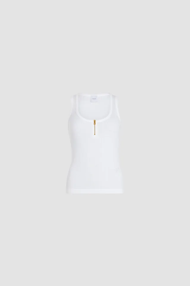 Patou JE149 débardeur coton bio blanc zip doré