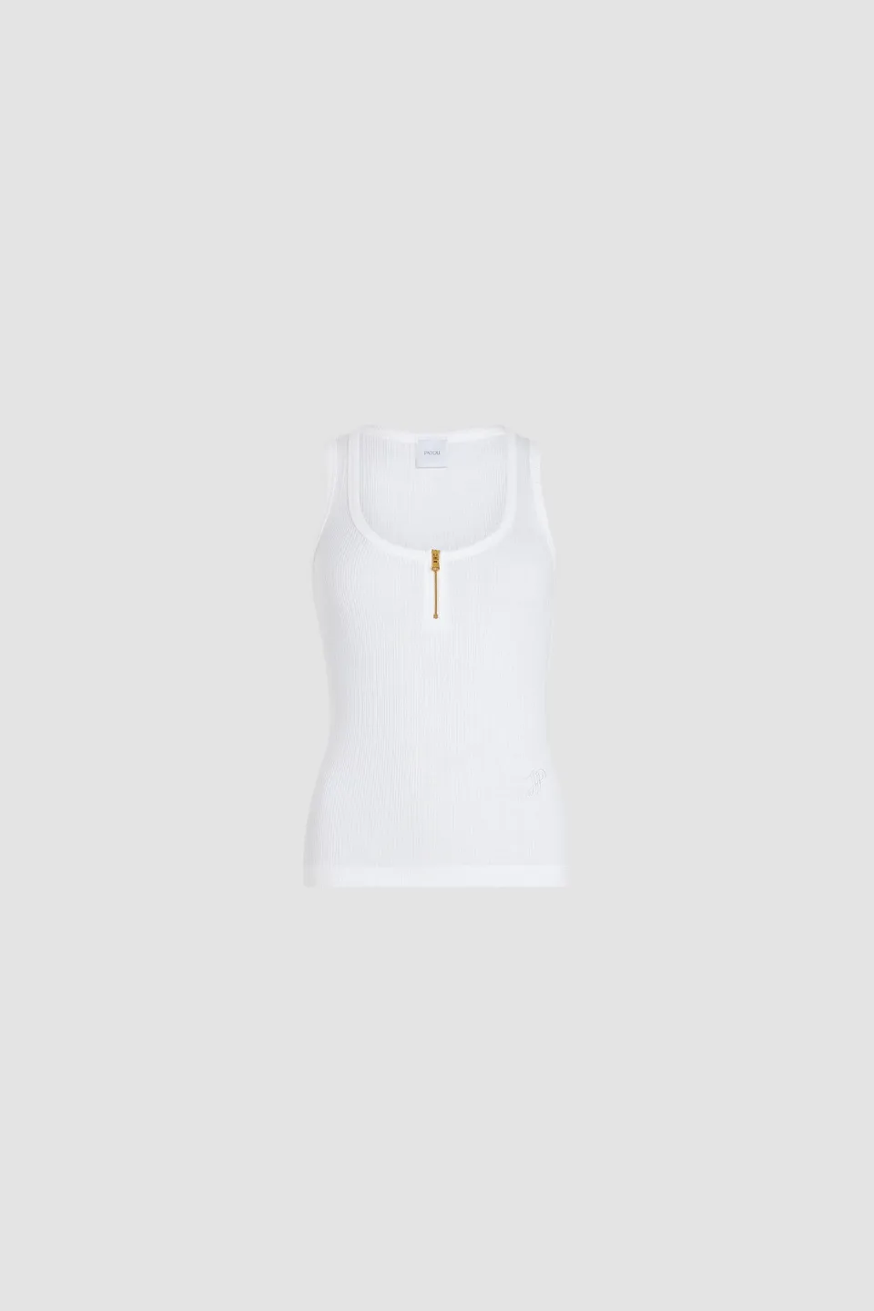 Patou JE149 débardeur coton bio blanc zip doré