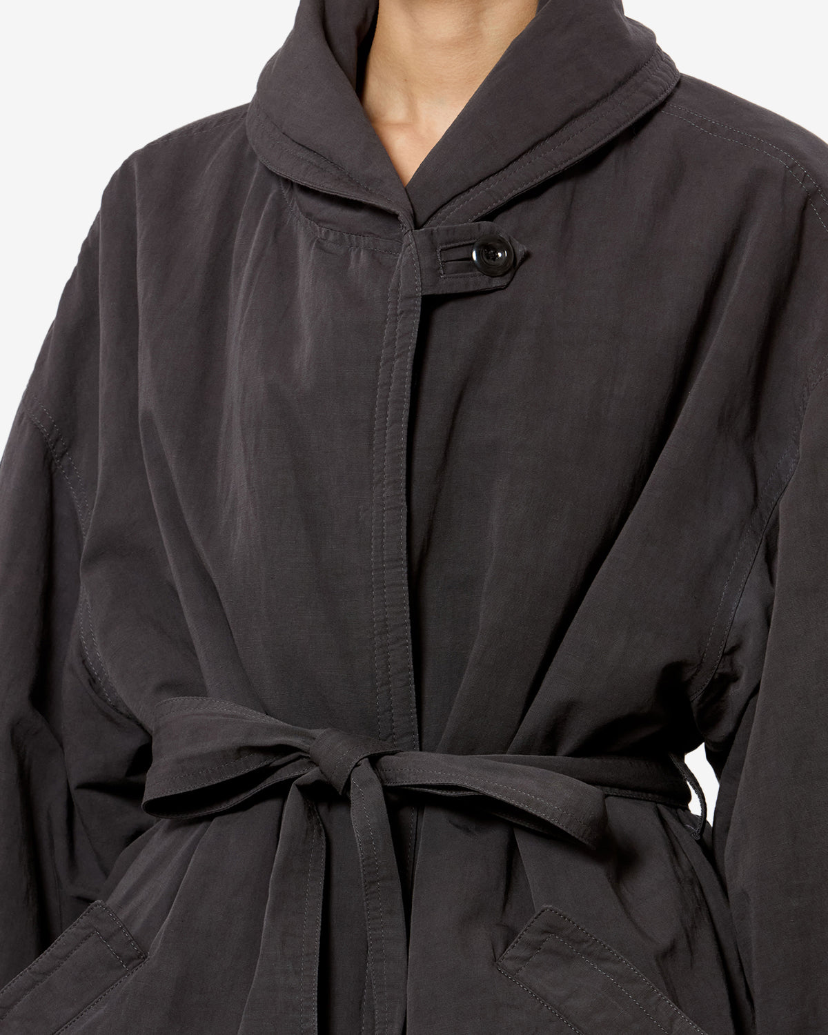 Isabel Marant Volinda manteau bleu nuit ceinturé