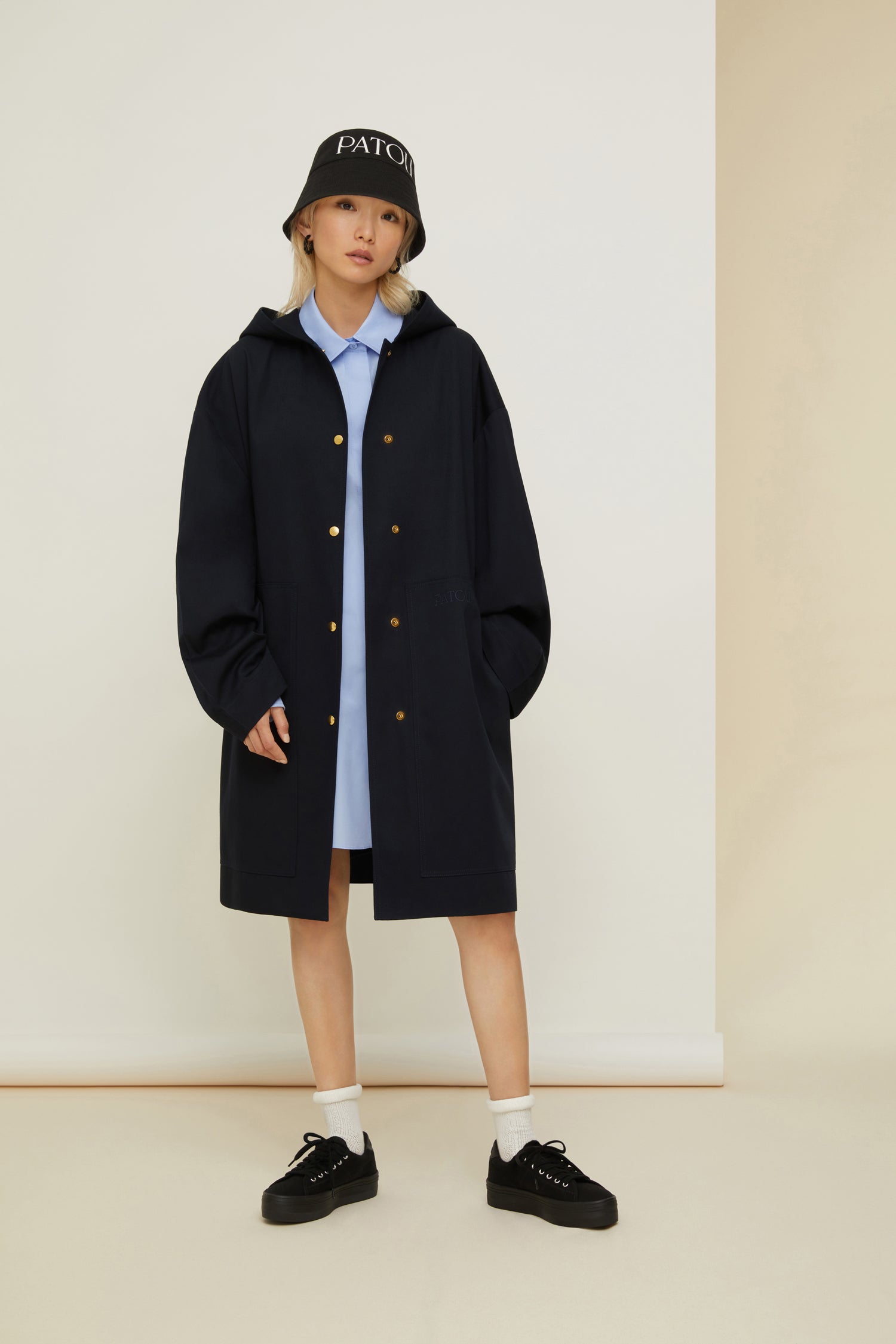 Patou OU0100074698N parka oversize bleu nuit coton bio