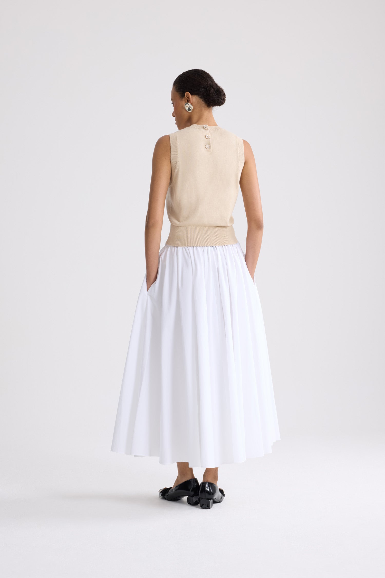 Patou SK111 jupe midi blanche faille recyclée
