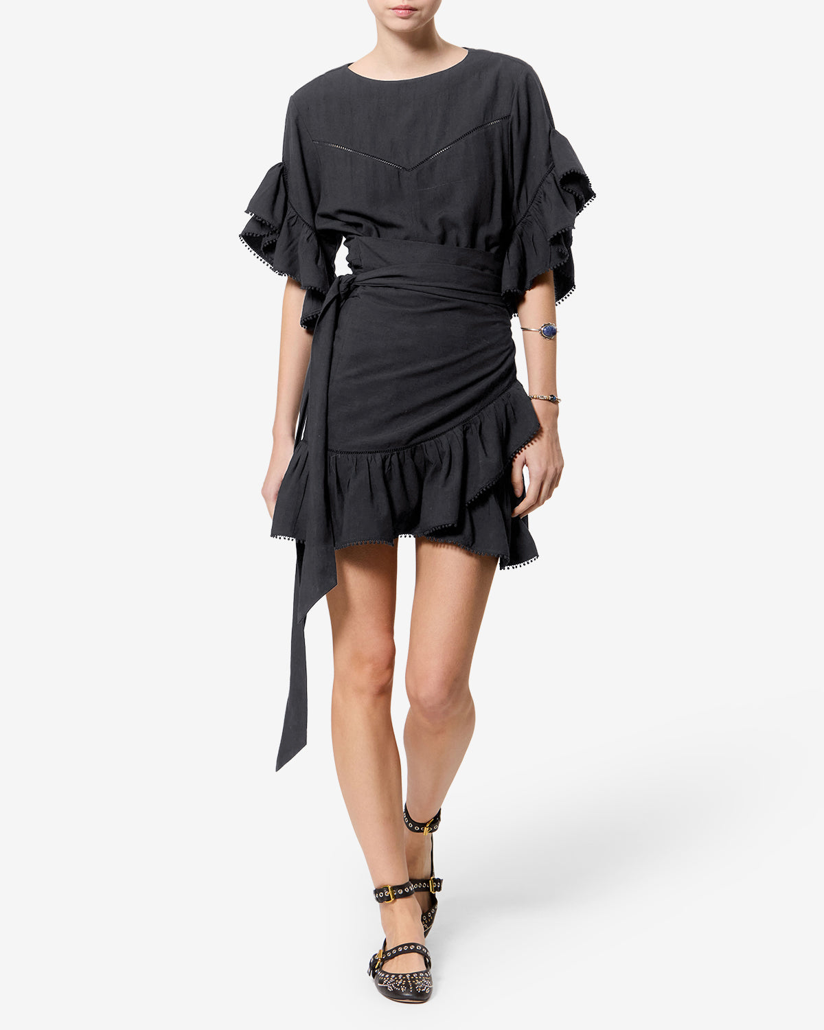 Isabel Marant Melicia robe portefeuille noir 34-44