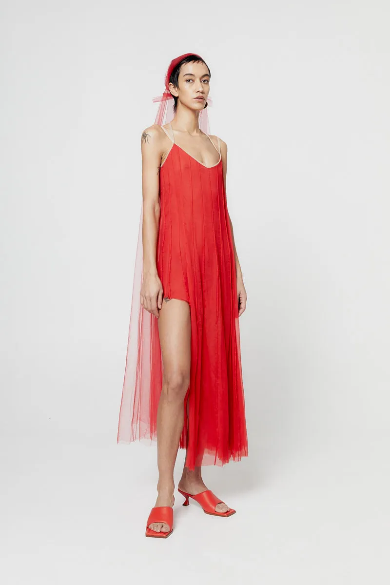 ATU Red Agate Dress robe rouge S/M soie