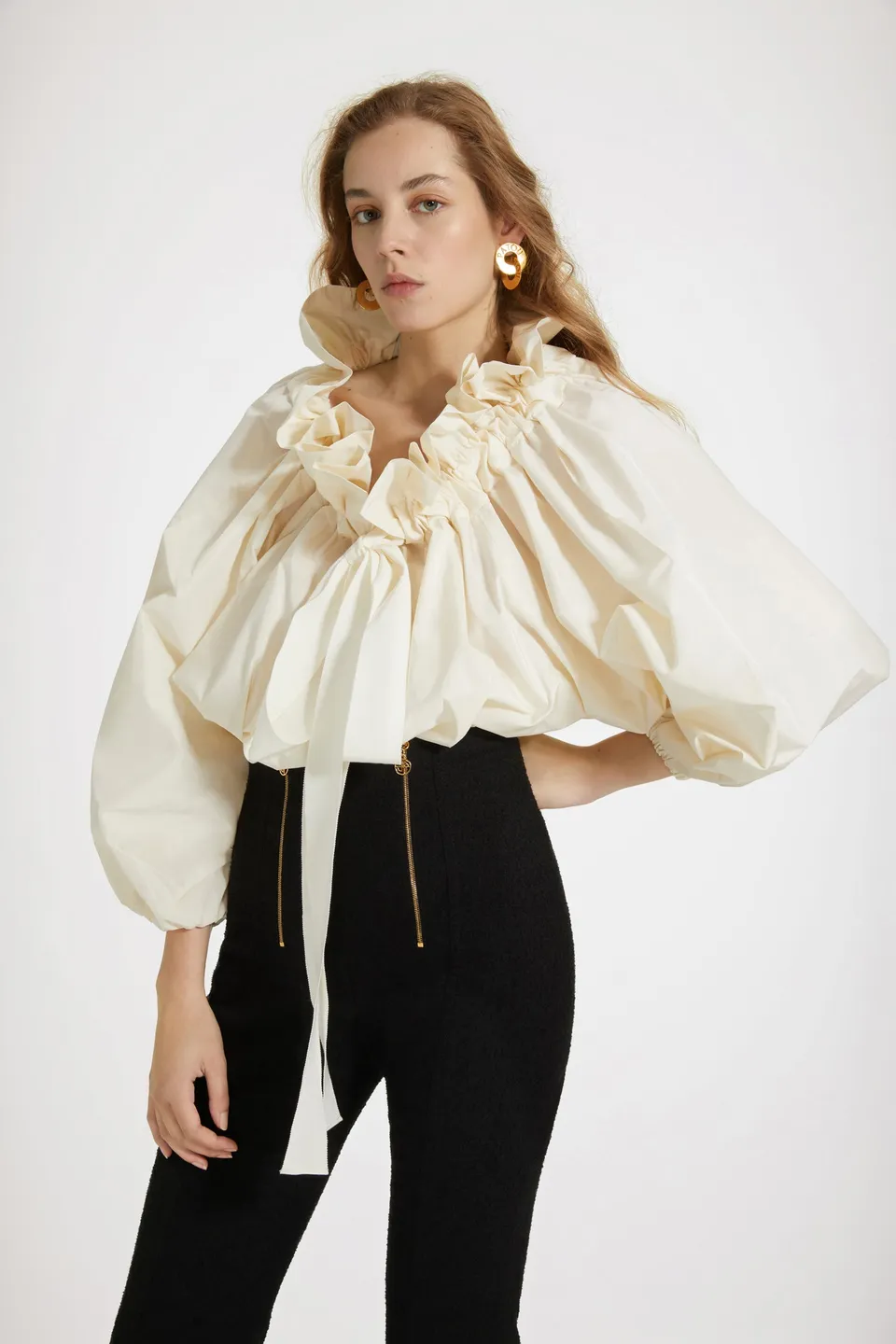 Patou TO032 crop top ivoire faille recyclée