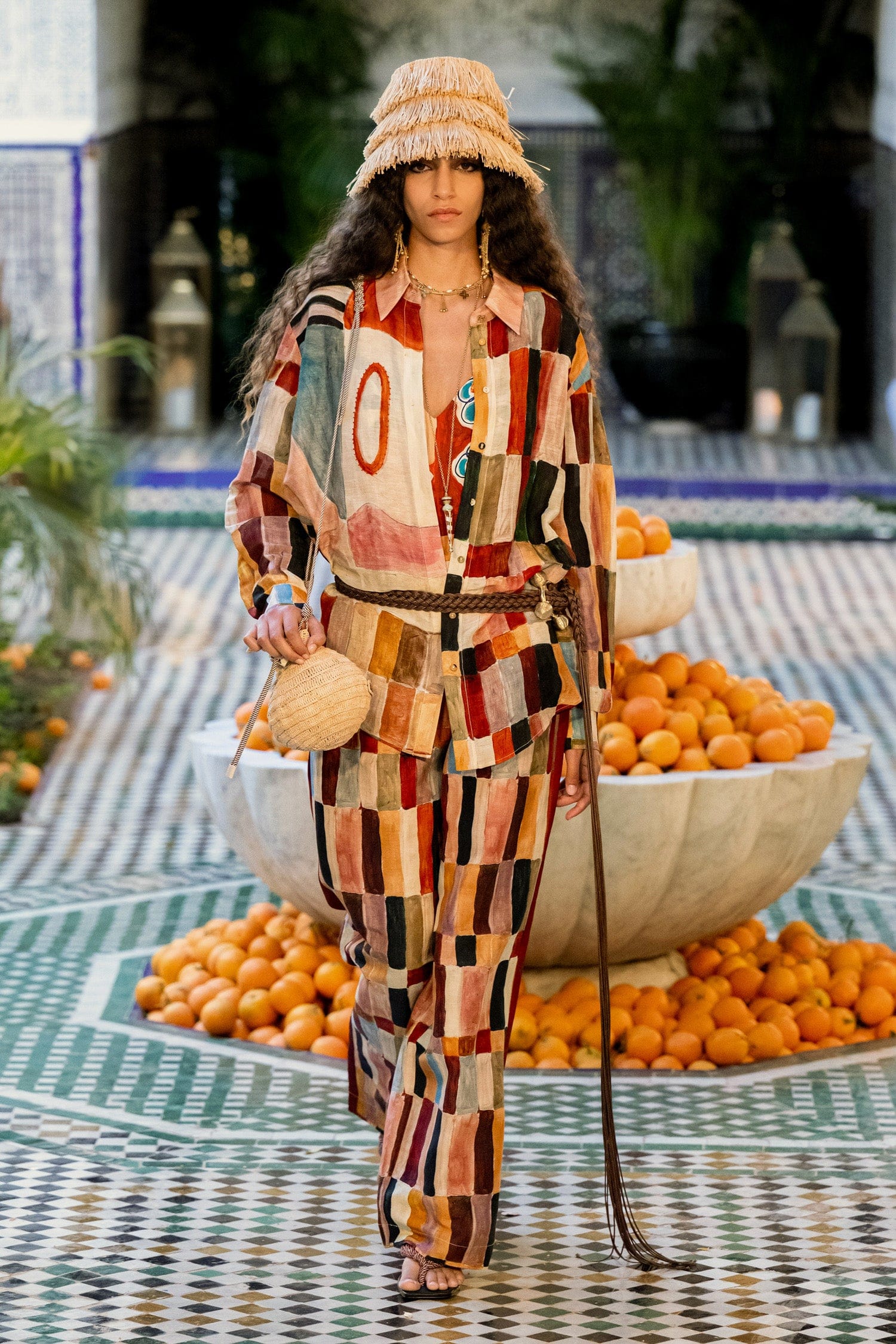 Alemais Marjorelle pantalon lin soie imprimé