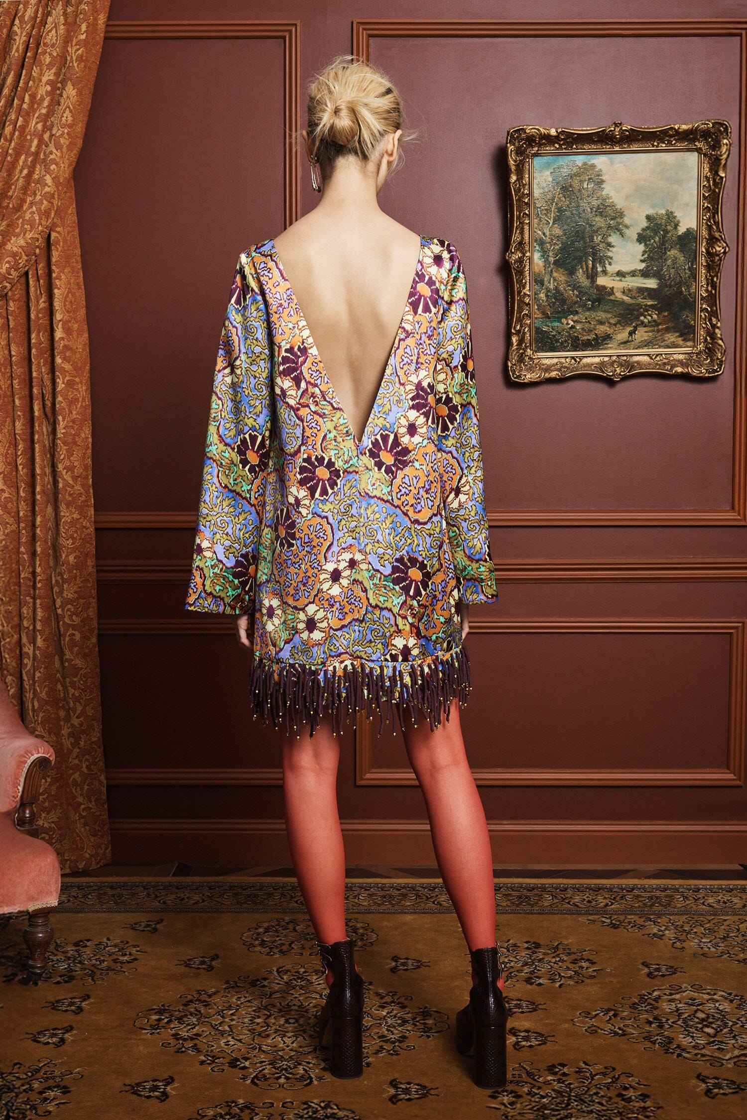 Alemaïs Joanna robe mini viscose franges perlées