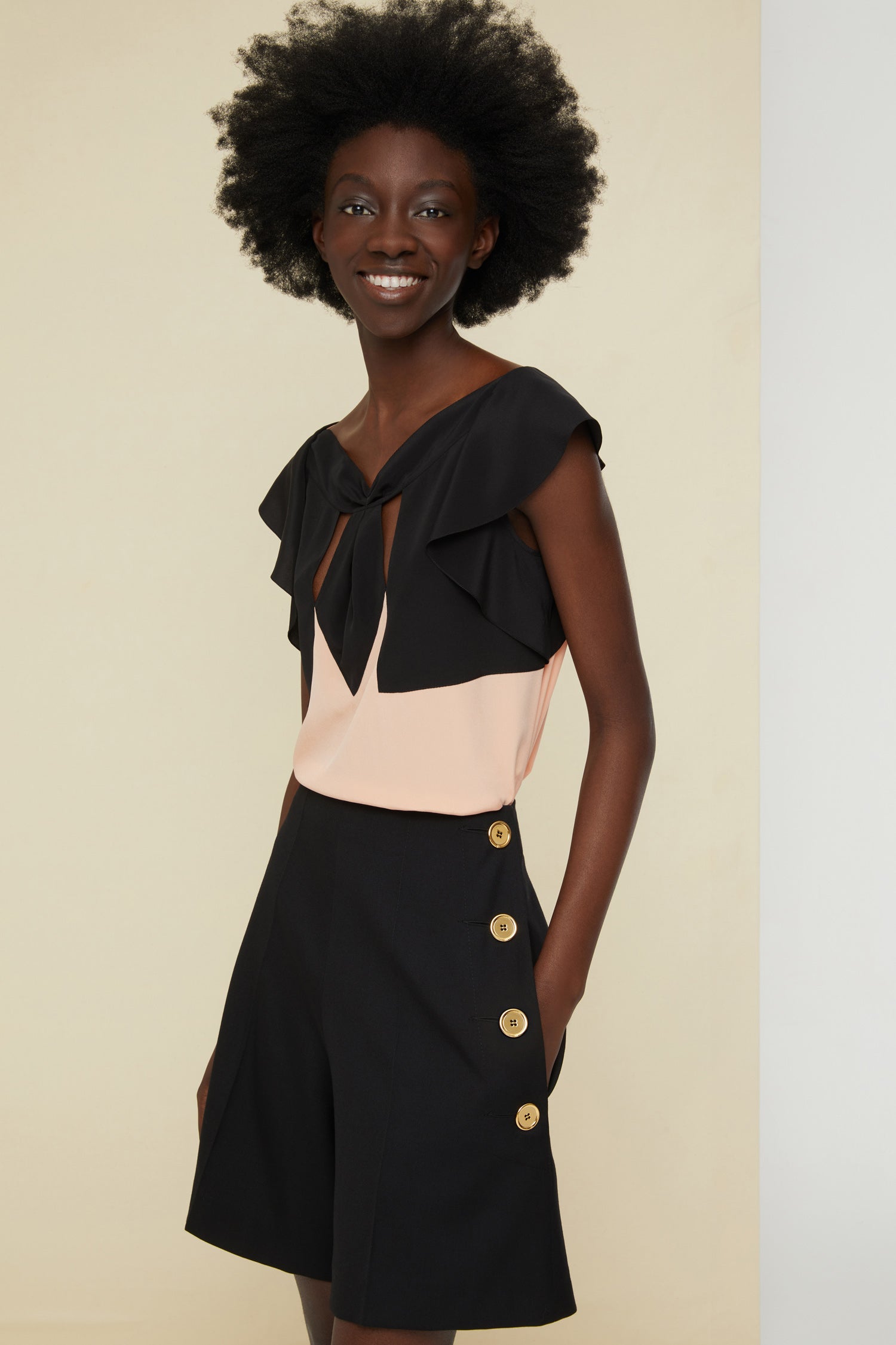 Patou TO015 top soie corail noir 38