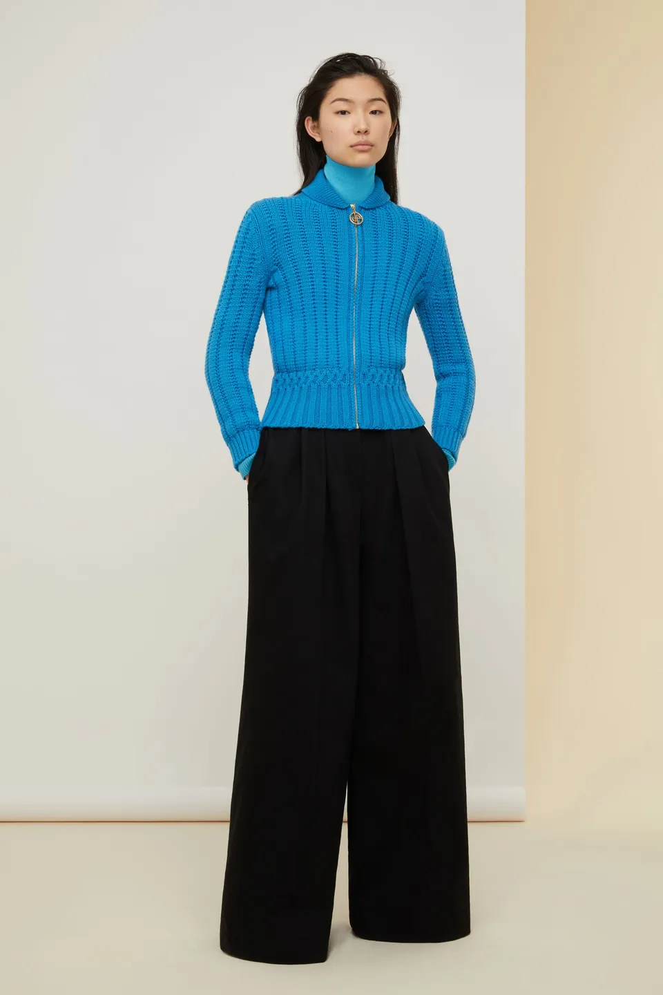 Patou Cardigan Maille Zippé Bleu Brittany XS-XL
