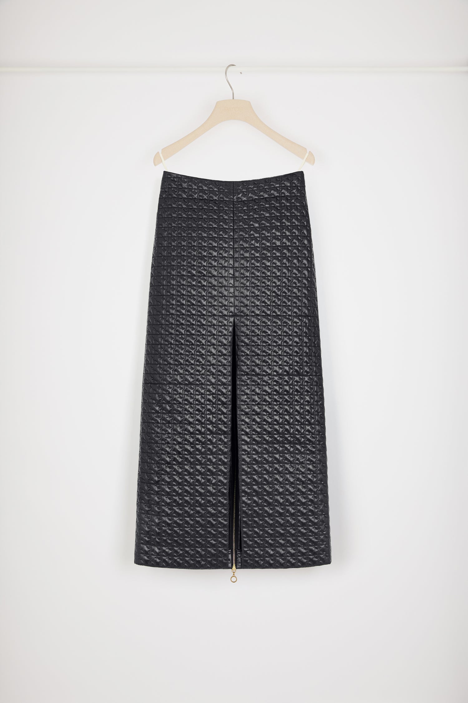 Patou H23SK0450123994B jupe crayon midi noire matelassée fendue