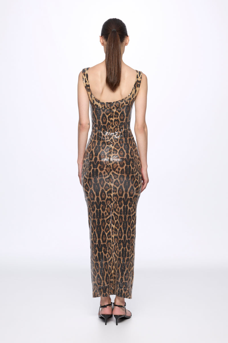 ATU Body Couture robe midi sequins imprimé léopard
