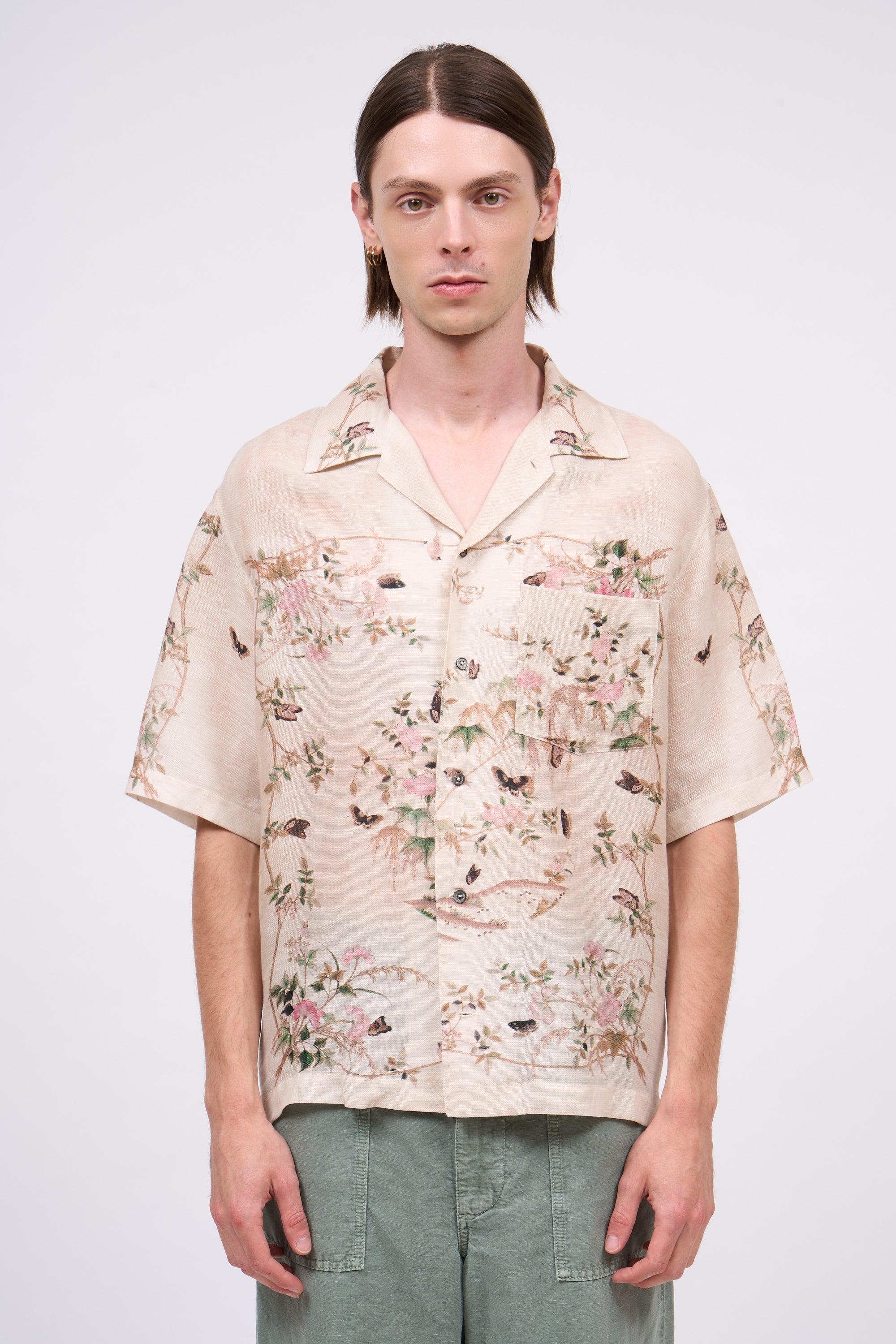 Paul & Joe PHIL chemise manches courtes lin soie beige clair