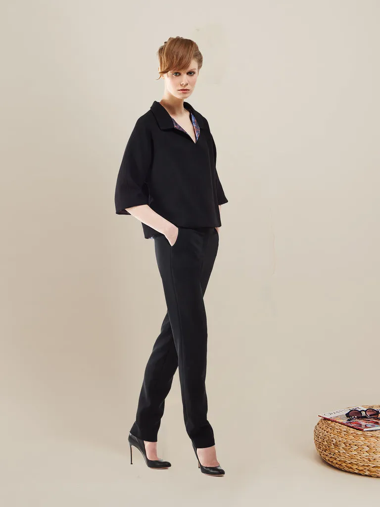 Anahide Saint André Zenith pantalon droit noir crêpe