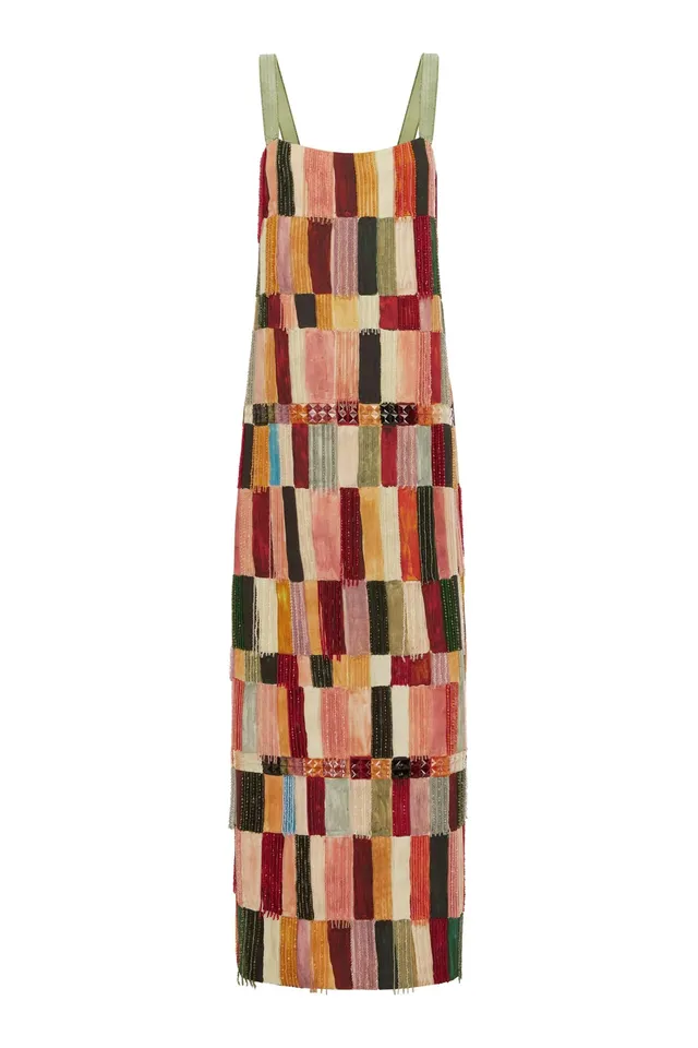 Alemaïs Marjorelle robe midi perlée lin soie