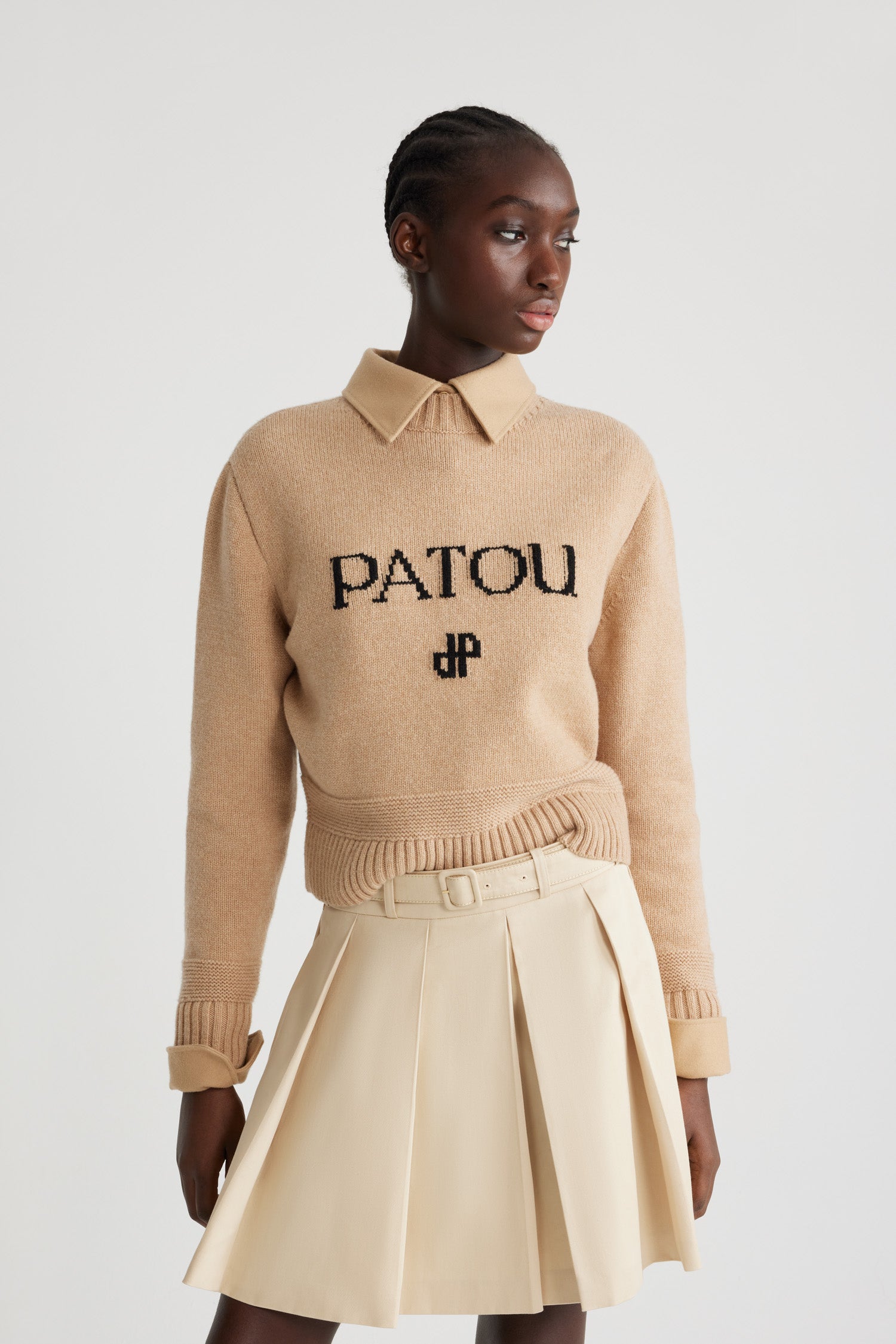 Patou Knitwear H24KN1928064109B pull biscuit laine cachemire