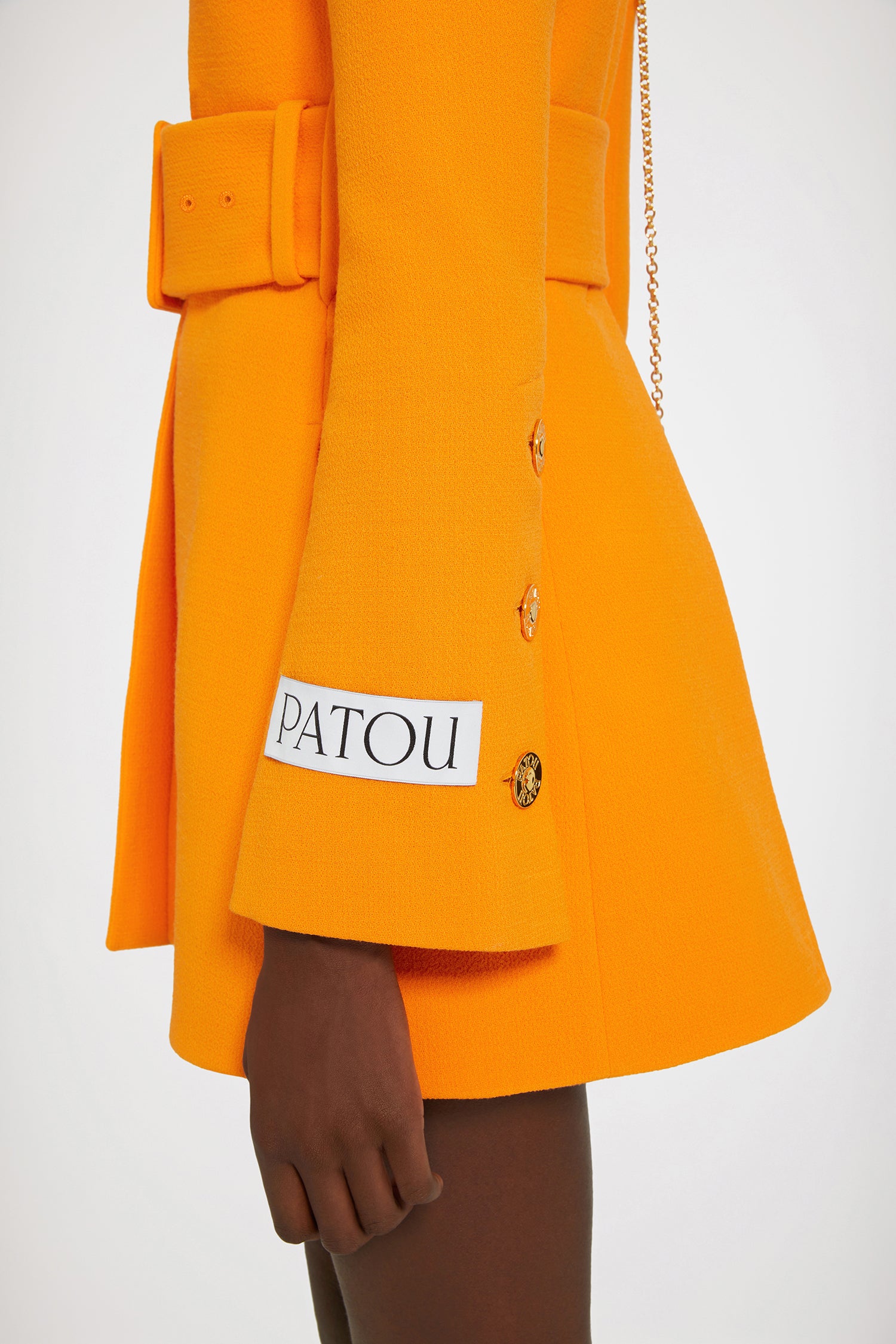 Patou CO020 manteau laine orange ceinture taille 38