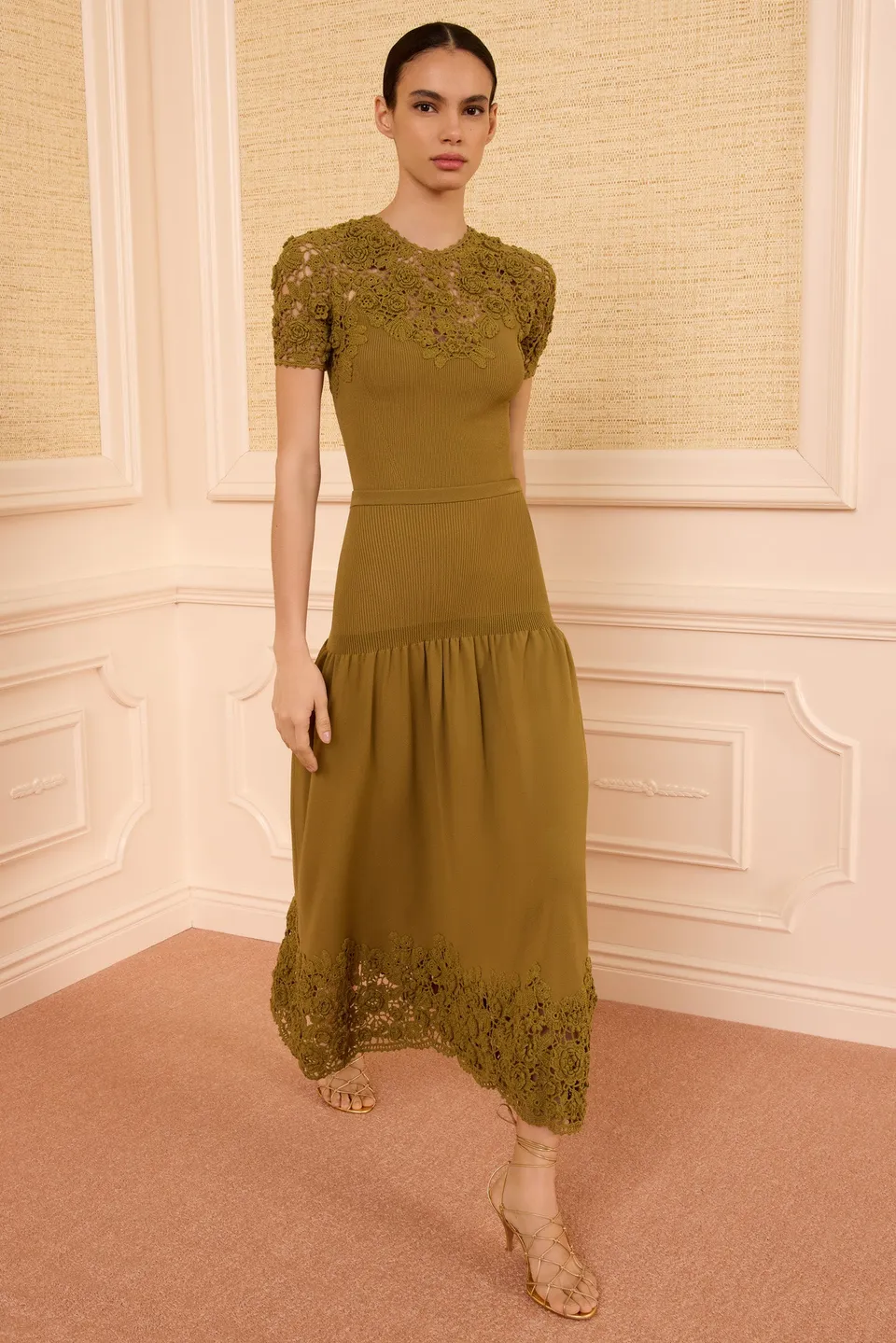 Ulla Johnson Leona jupe midi Loden crochet vert