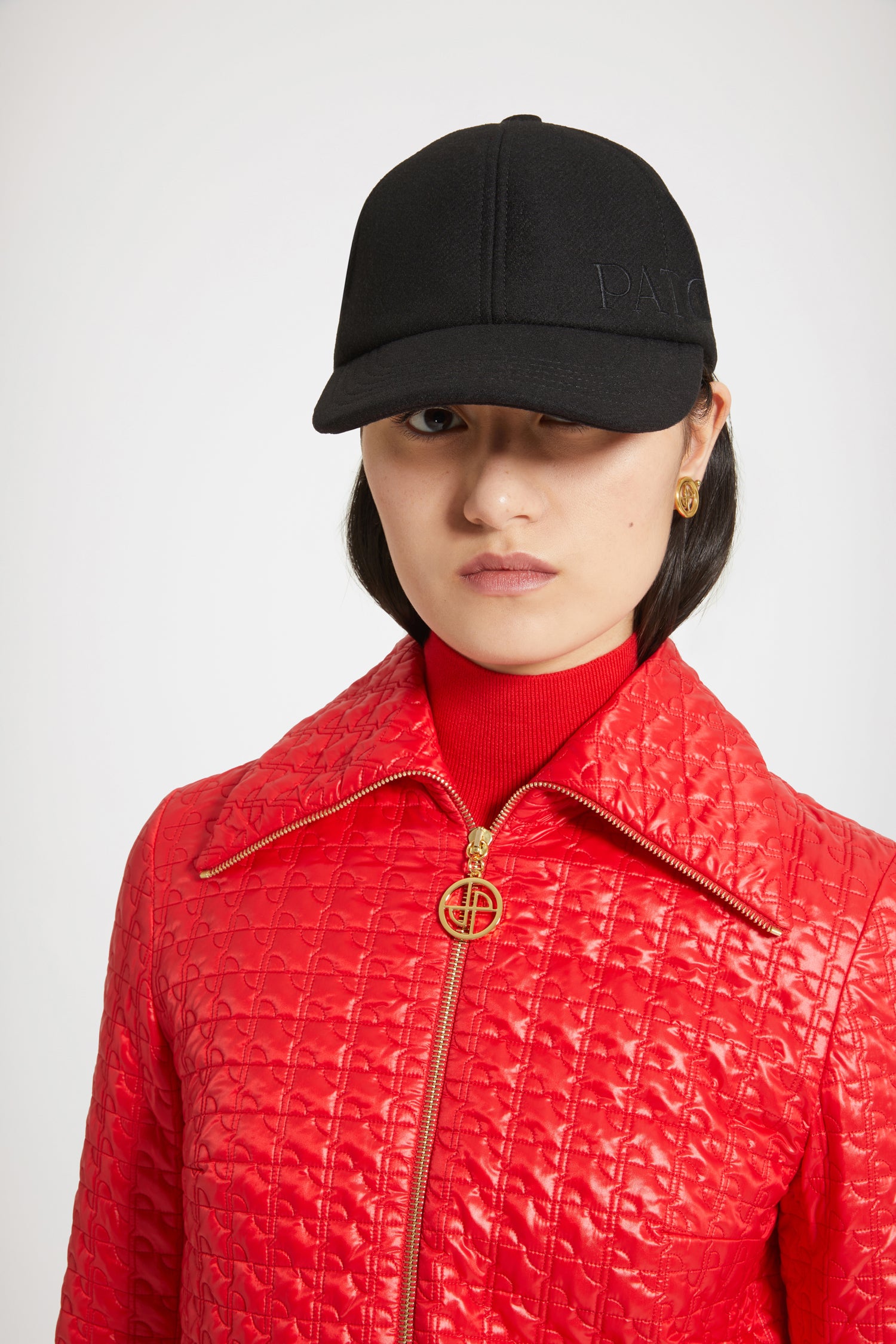 Patou H23JA0330123307R veste longue matelassée rouge