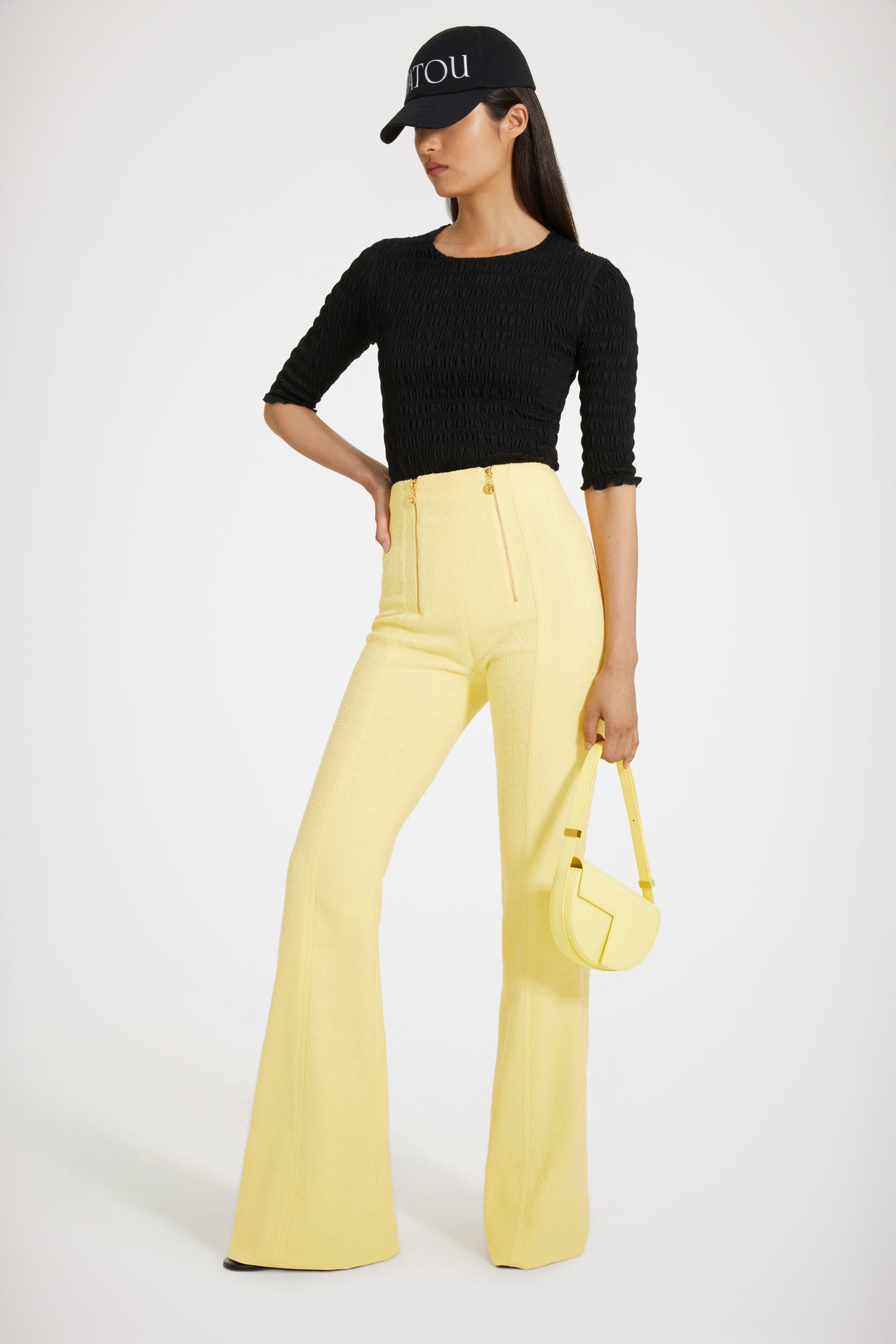 Patou Flared trousers pantalon tweed flare mimosa
