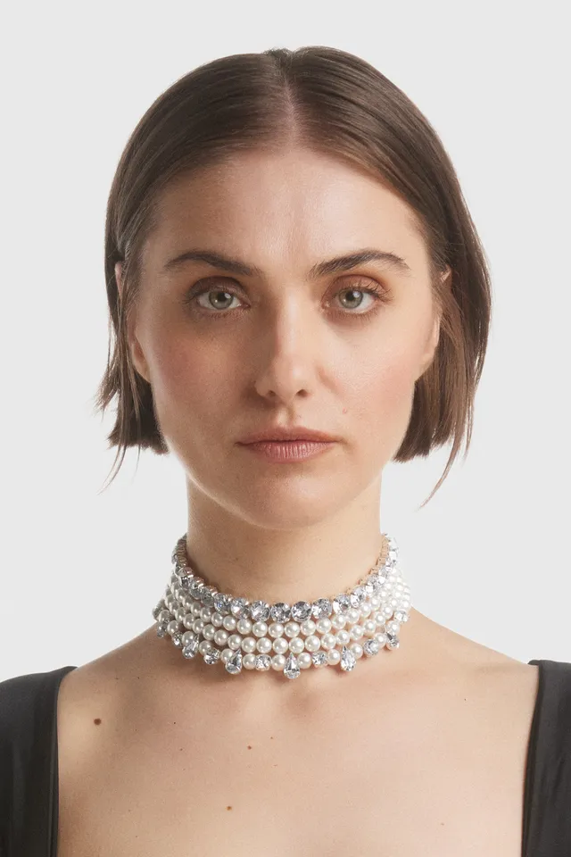 ATU Body Couture Crystal And Pearl Choker collier nacre U