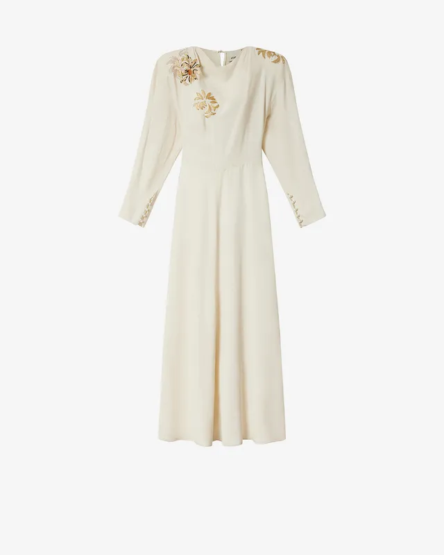 Isabel Marant Samsha robe longue écru brodée sequins