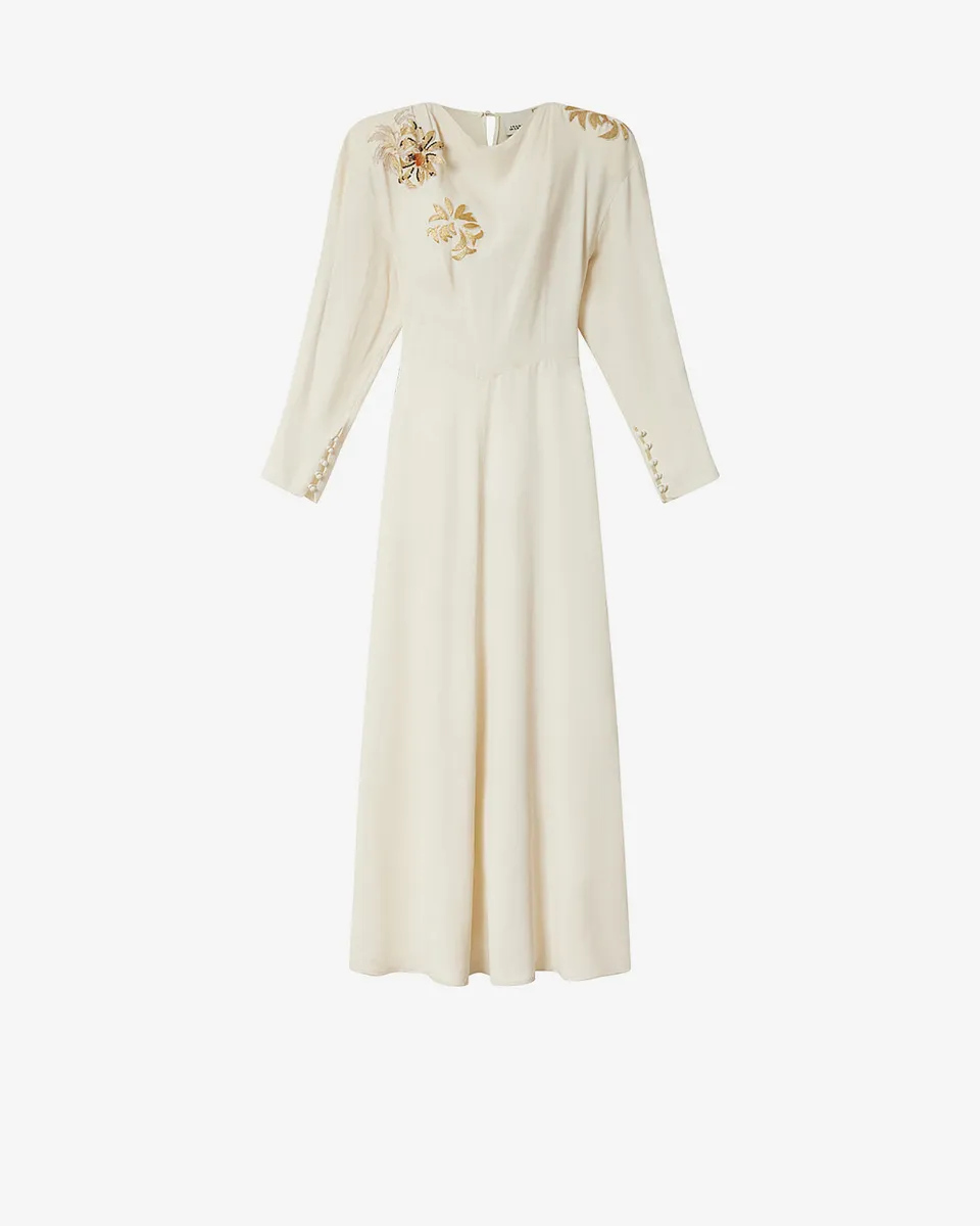 Isabel Marant Samsha robe longue écru brodée sequins