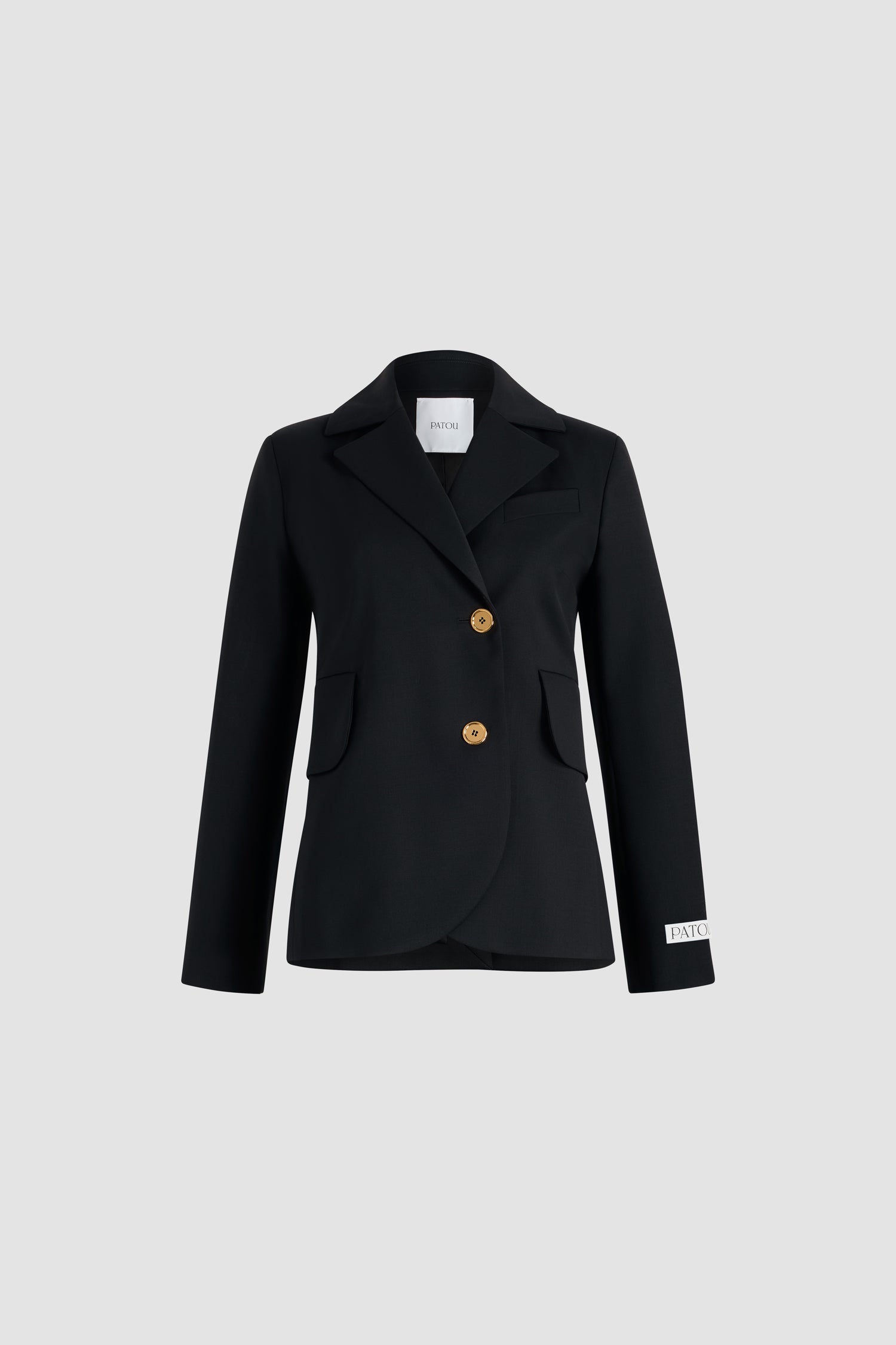 Patou P25JA0540103999B veste ceinturée noire laine taille 38