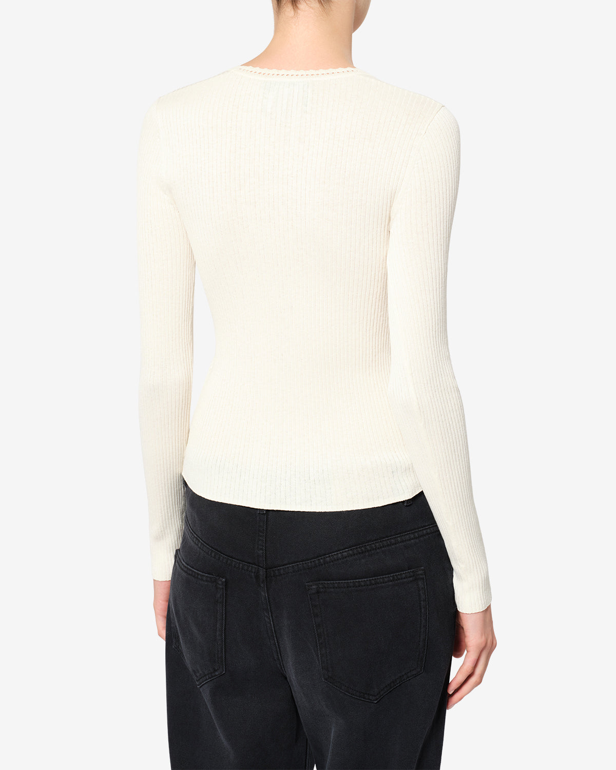 Isabel Marant Selenie pull soie écru col rond ajusté