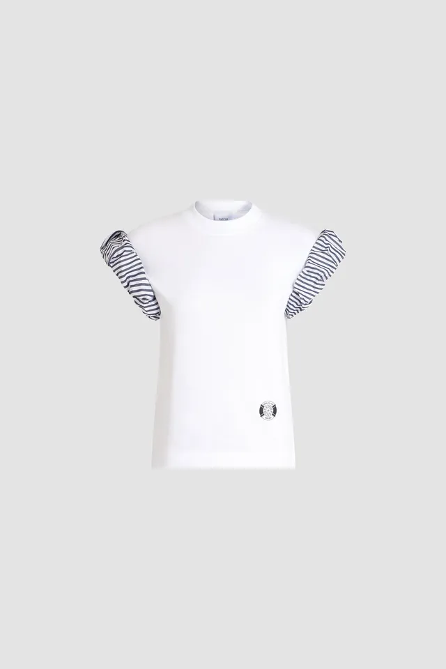Patou x Eden-Roc T-shirt coton bio blanc manches faille SP073
