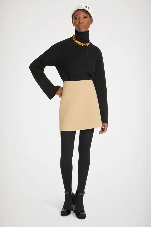 Patou Mini skirt jupe laine beige Biscuit 38