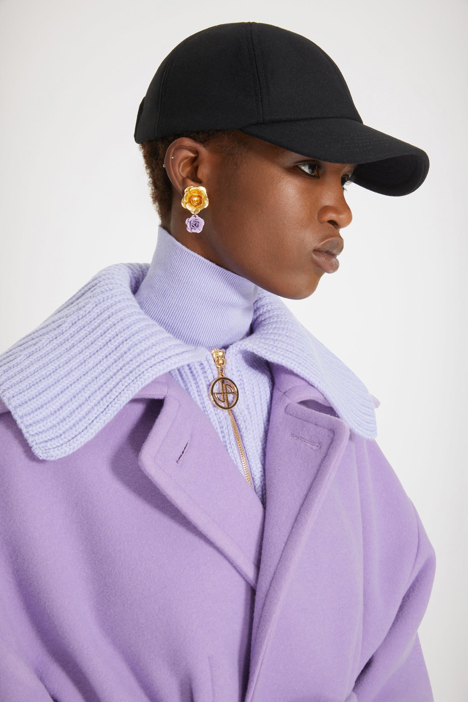 Patou CO013 manteau long laine violet