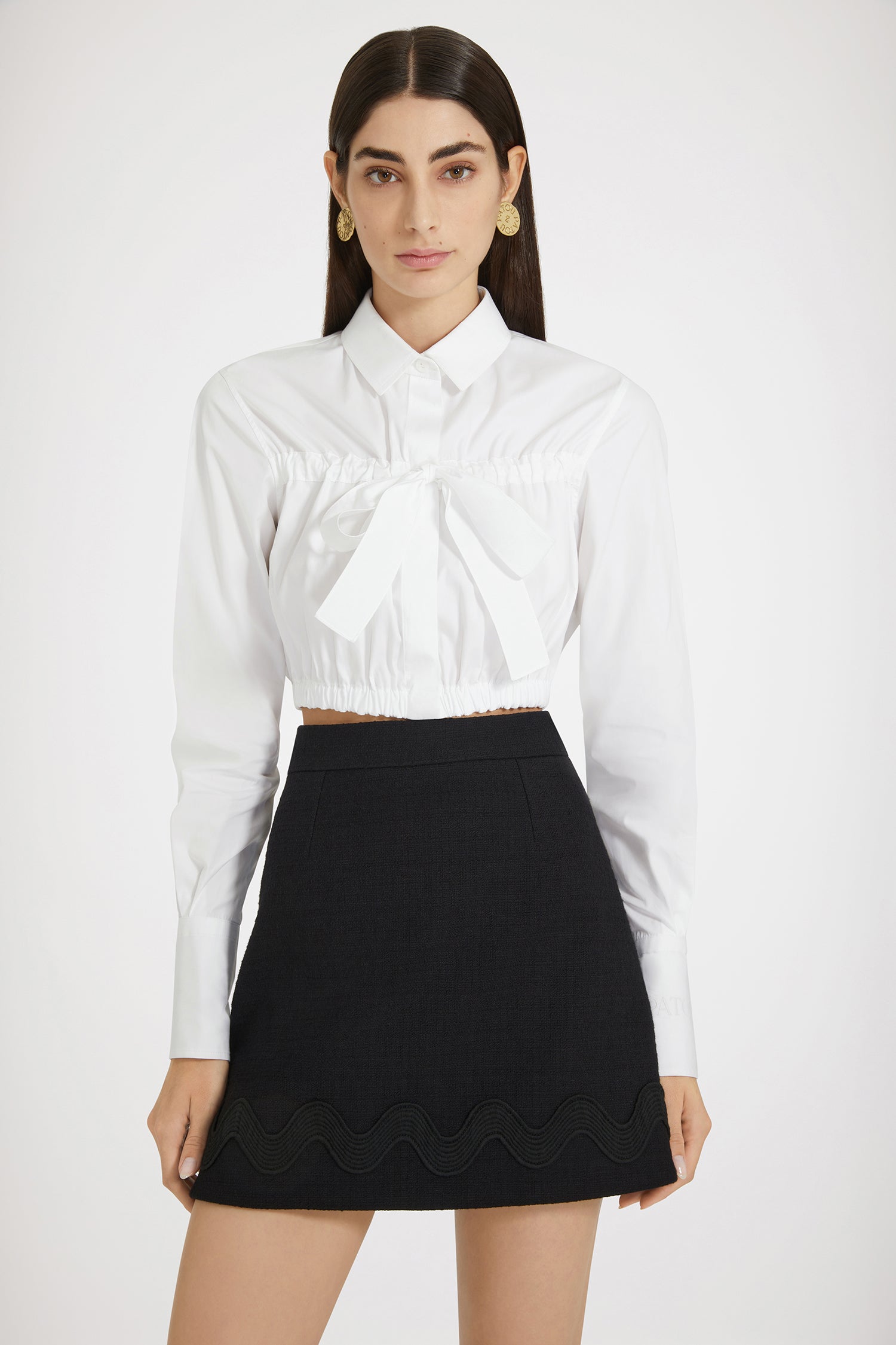 Patou SK055 jupe mini noire en tweed de coton