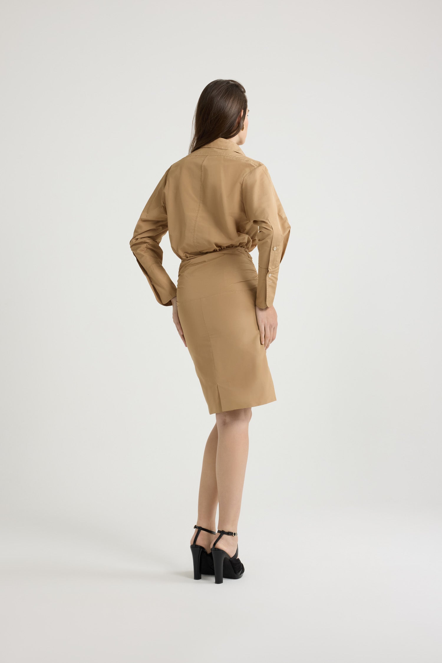 Patou DR155 robe safari sable faille recyclée droite