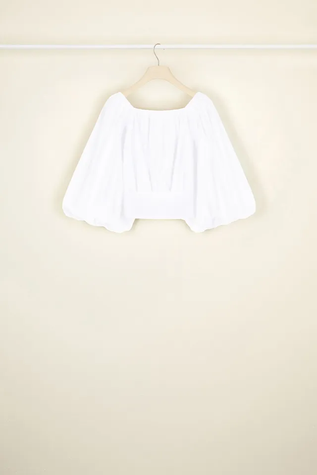 Patou TO016 crop top blanc popeline bio manches