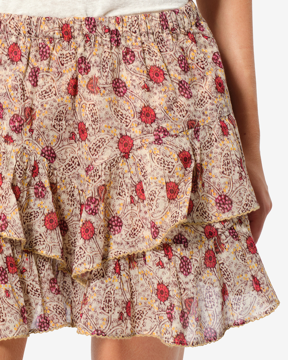 Isabel Marant Jocadia short coton écru framboise