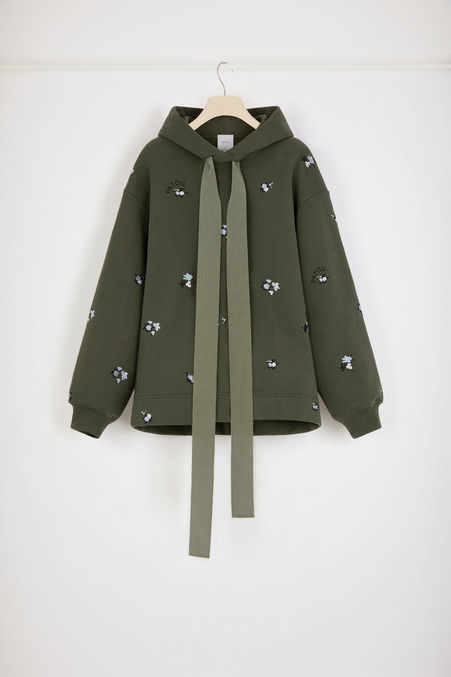 Patou JE053 sweat à capuche coton bio kaki brodé