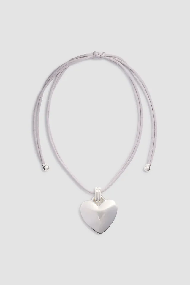 Patou JW150 collier pendentif cœur ruban argenté