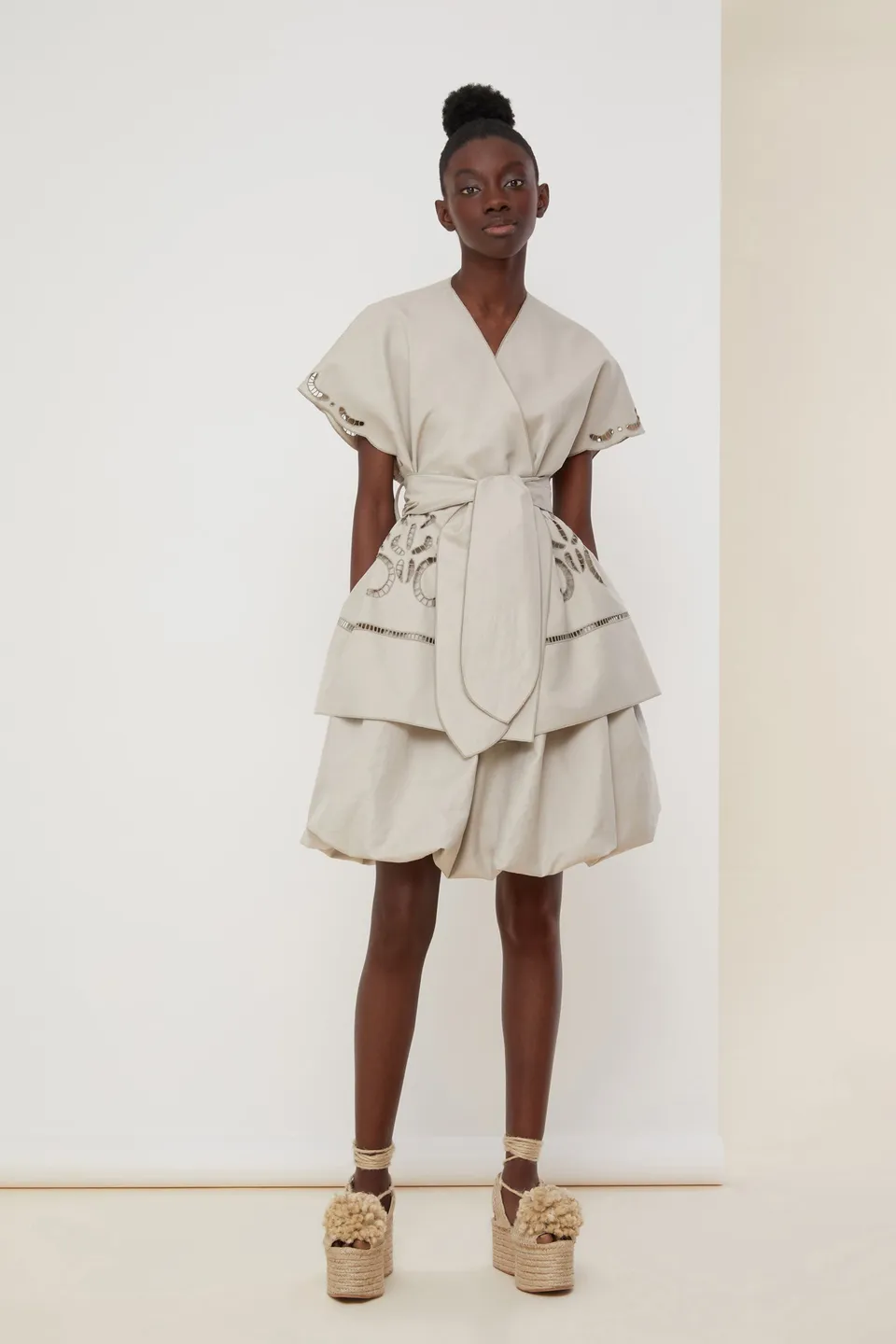 Patou JA009 Veste Lin Coton Grise Ceinture
