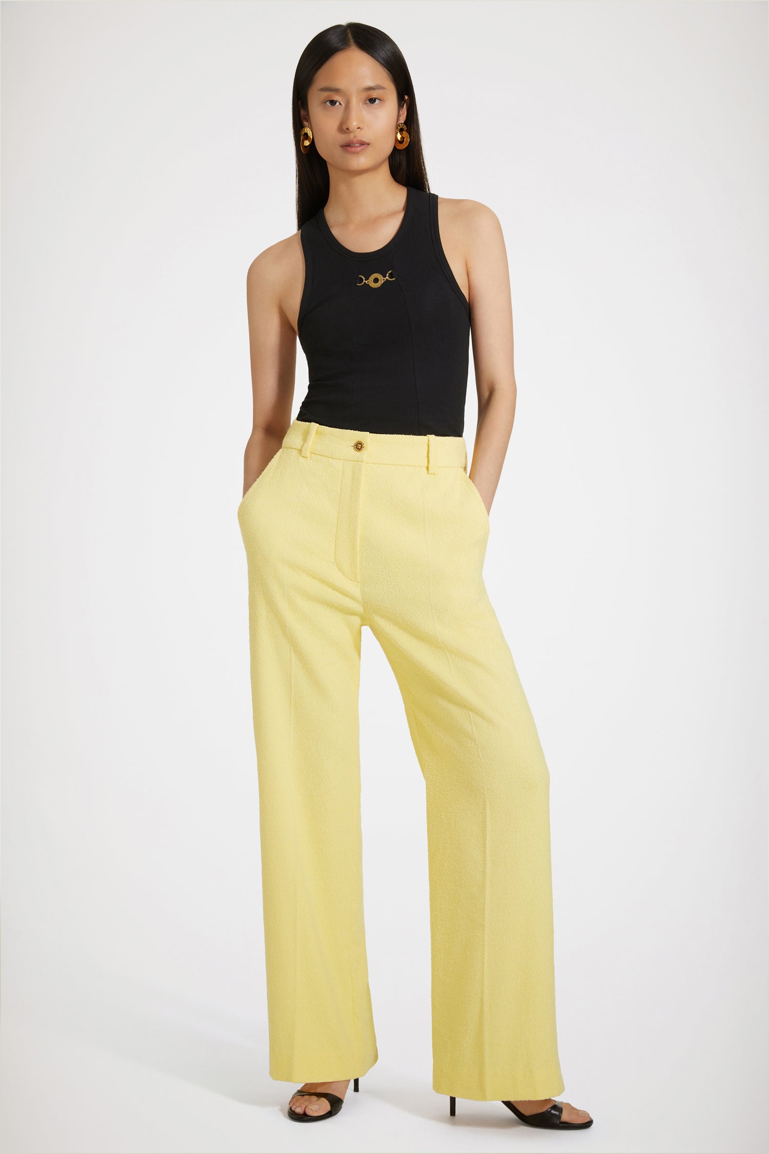 Patou Trousers P23TR0010134213M Pantalon jaune tweed coton