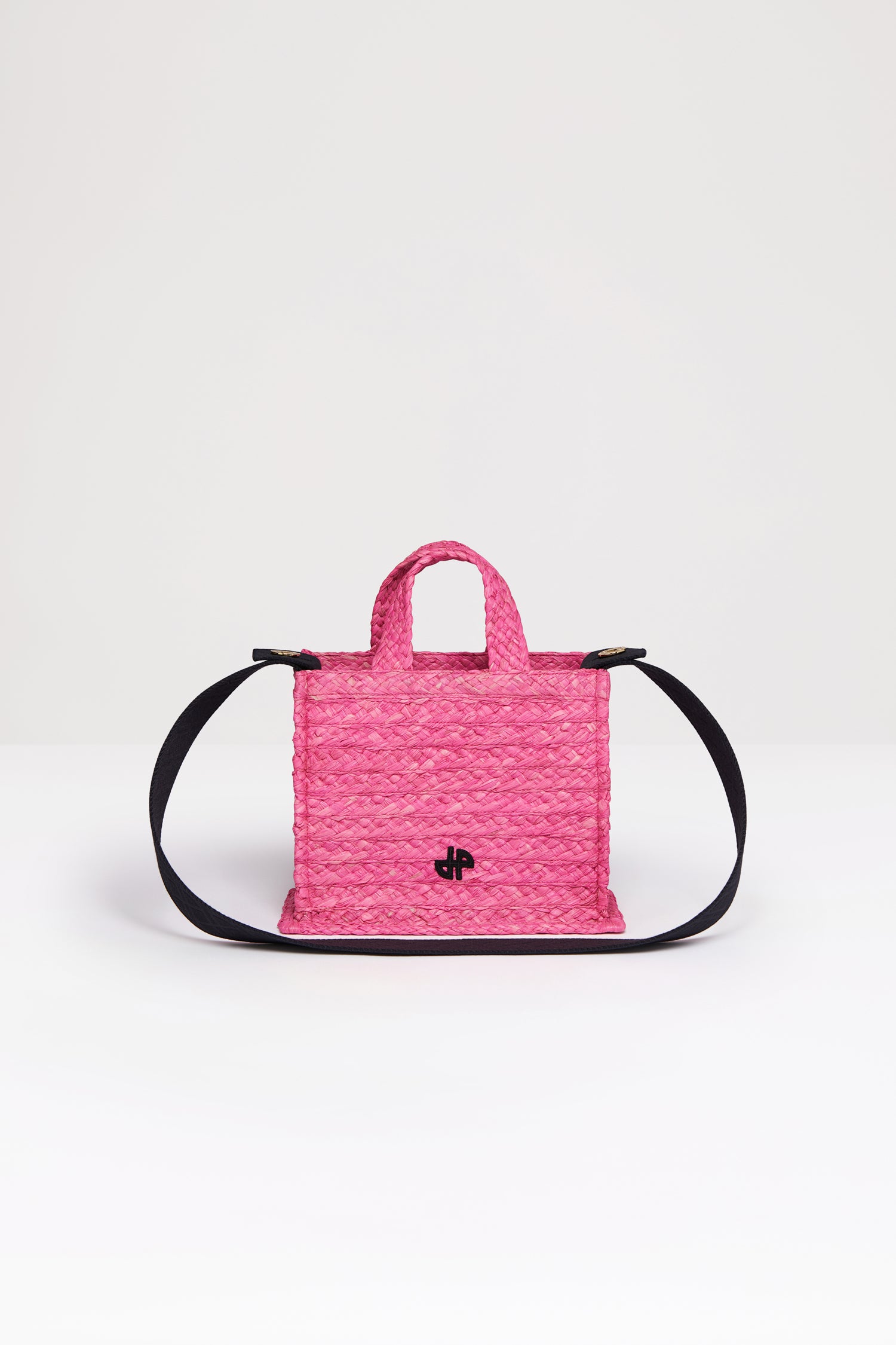 Patou Small JP tote sac raphia rose bégonia TU