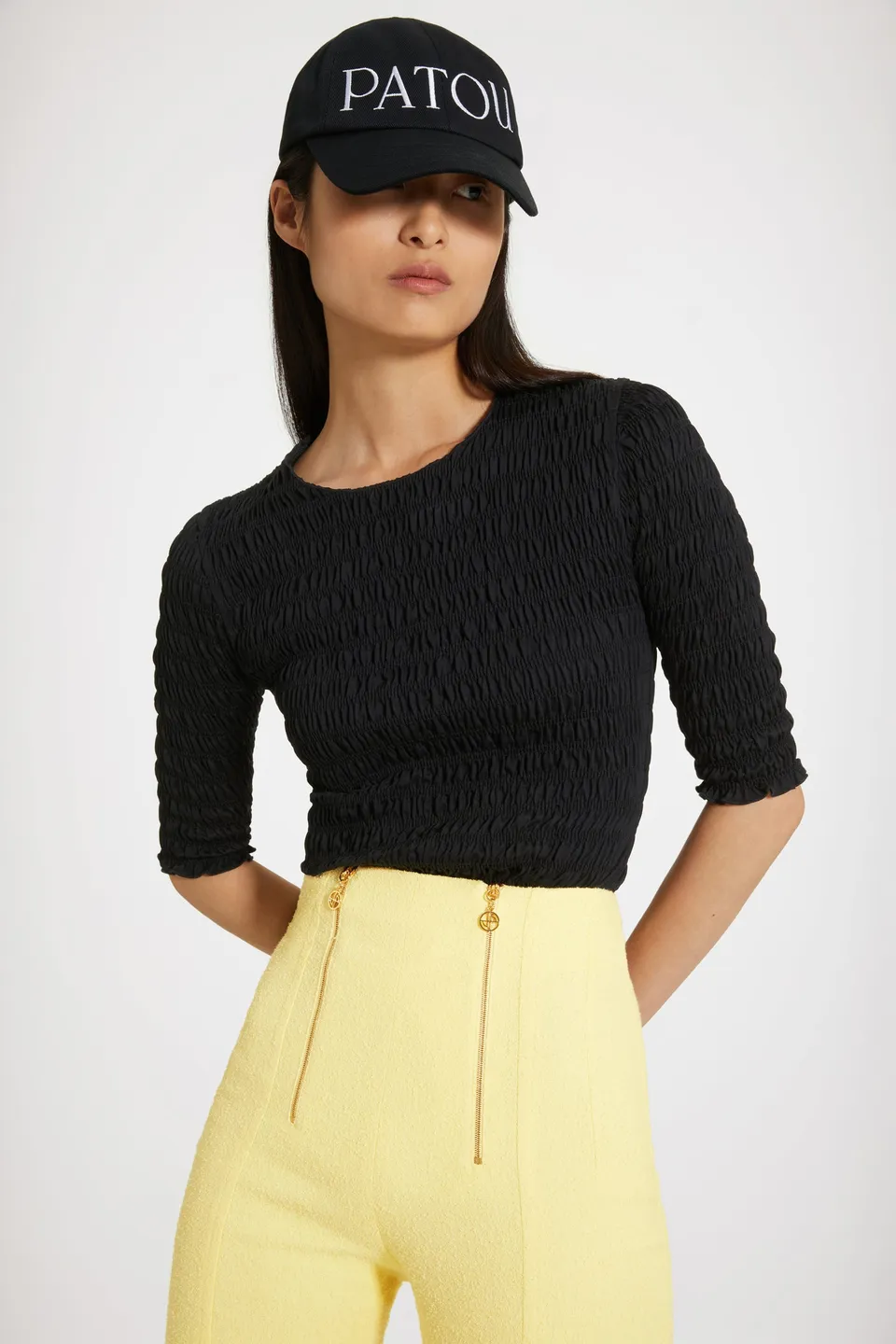 Patou Tops JE065 top smocké noir XS coton bio