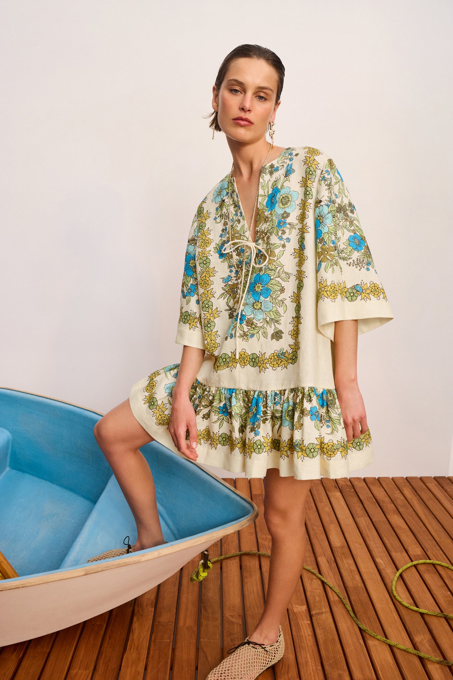 Alemaïs Sophia Mini Dress robe mini lin fleurie