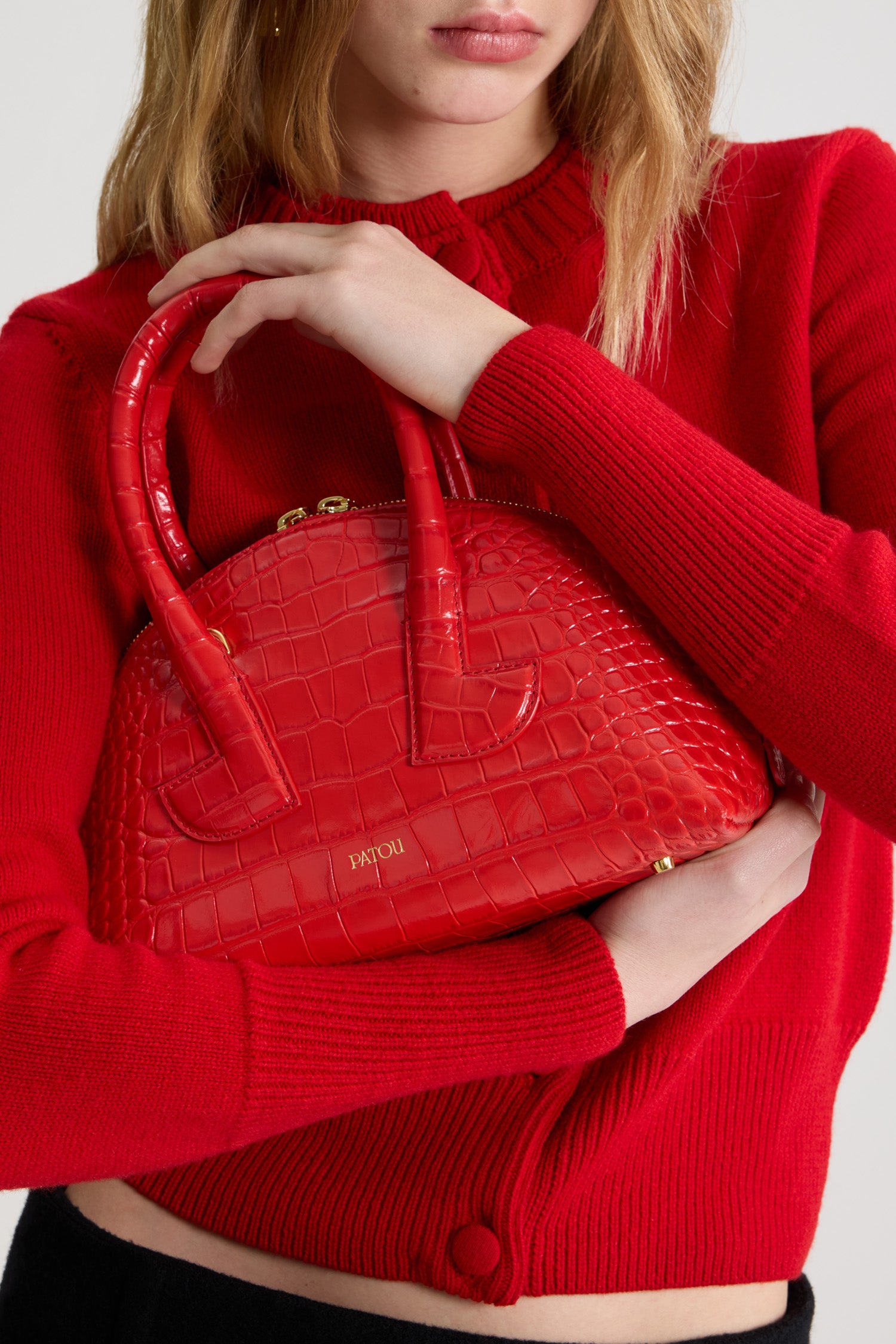 Patou Bags Bowling sac cuir croco rouge TU