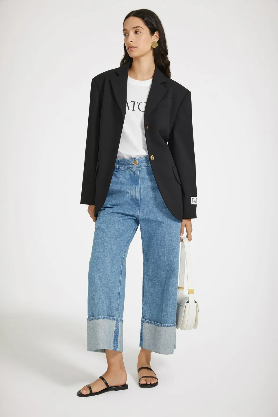 Patou JA0380103999B veste noire ceinturée oversize