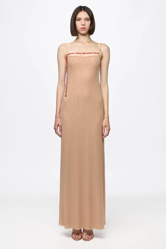 ATU Body Couture robe Tulle slip dress tulle cristal longue