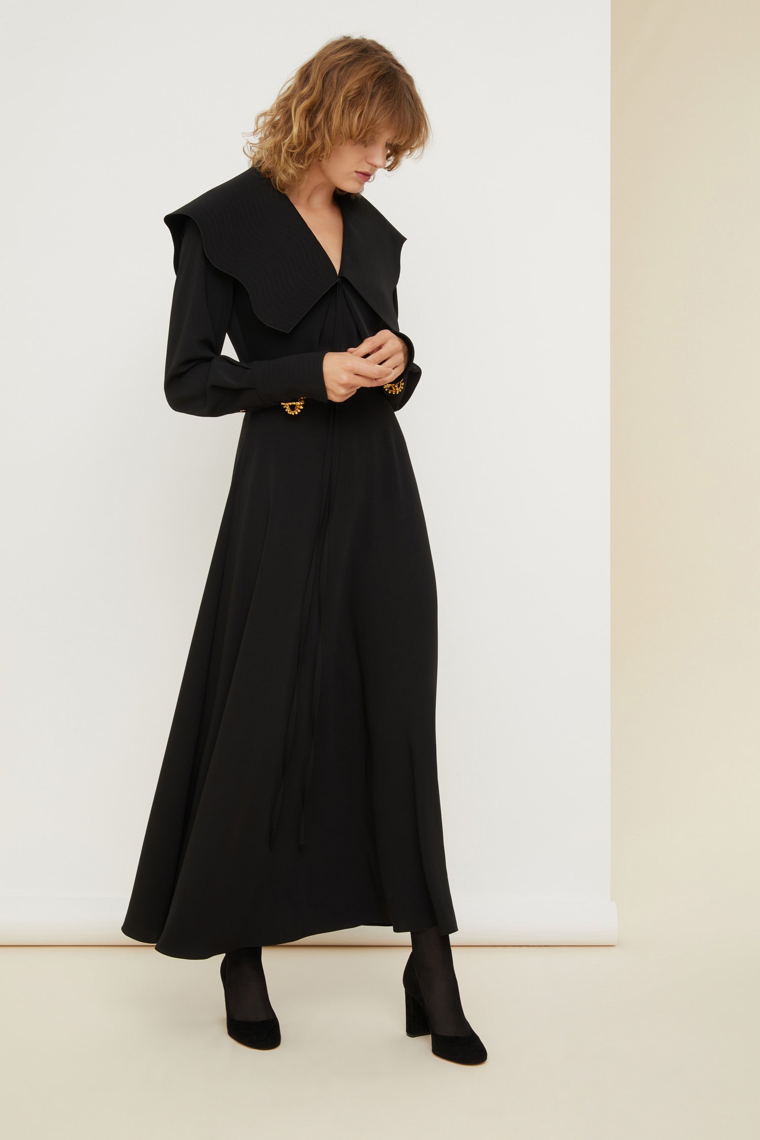 Patou H21DR0620012999B robe maxi cady noir col