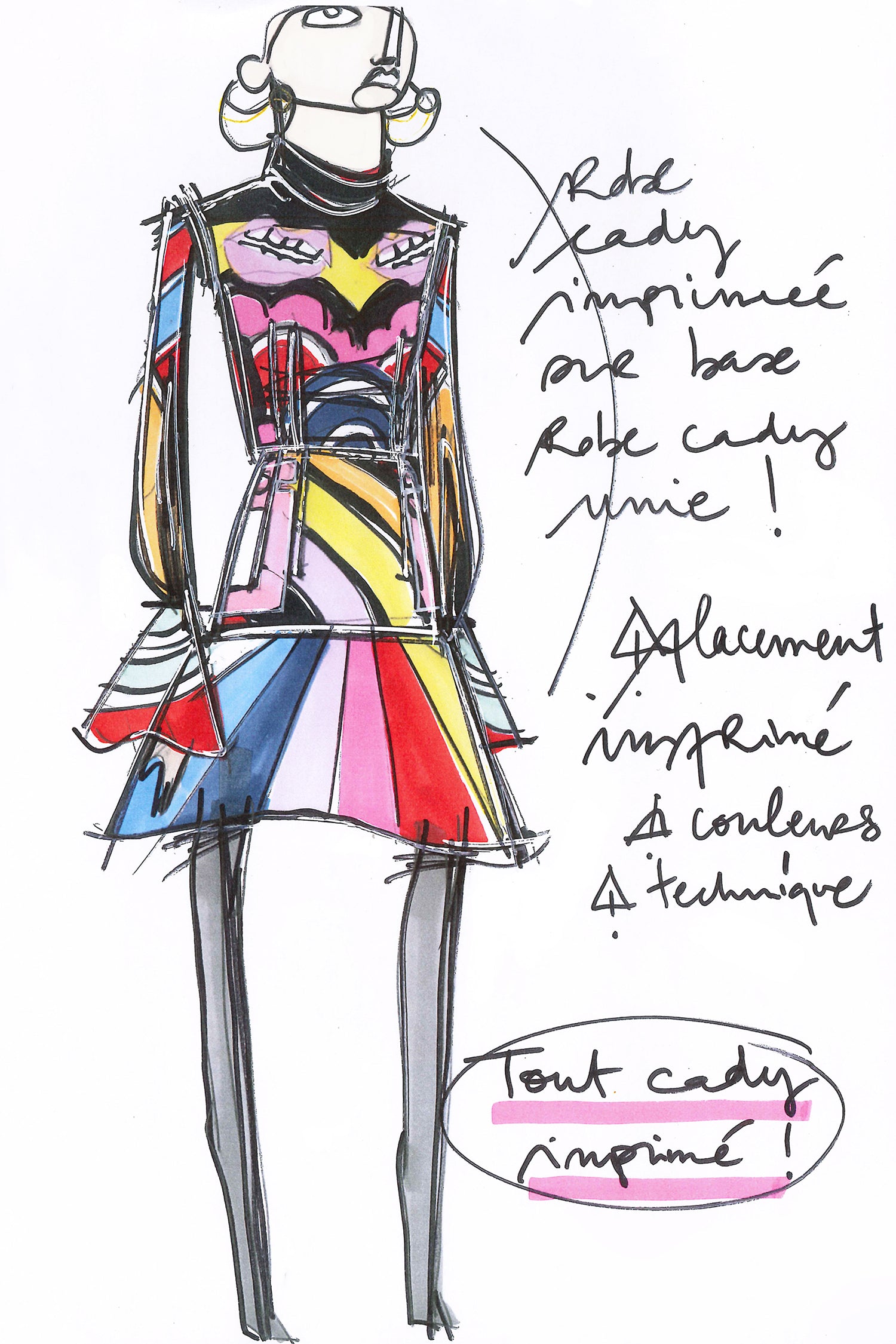 Patou DR064 robe mini cady imprimé psychédélique