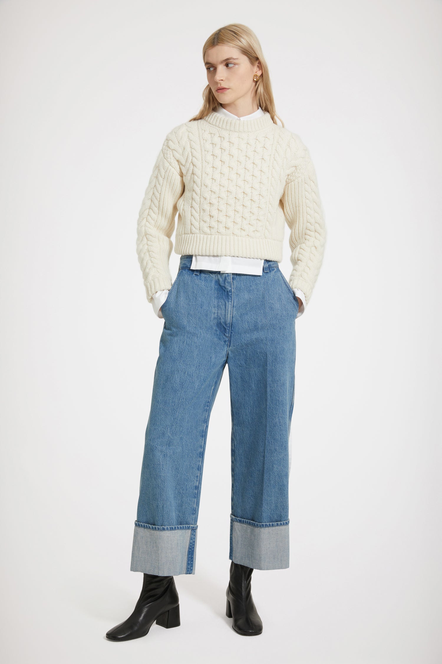 Patou KN138 pull torsades laine blanc avalanche